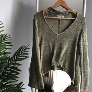 cropped light knit sweater